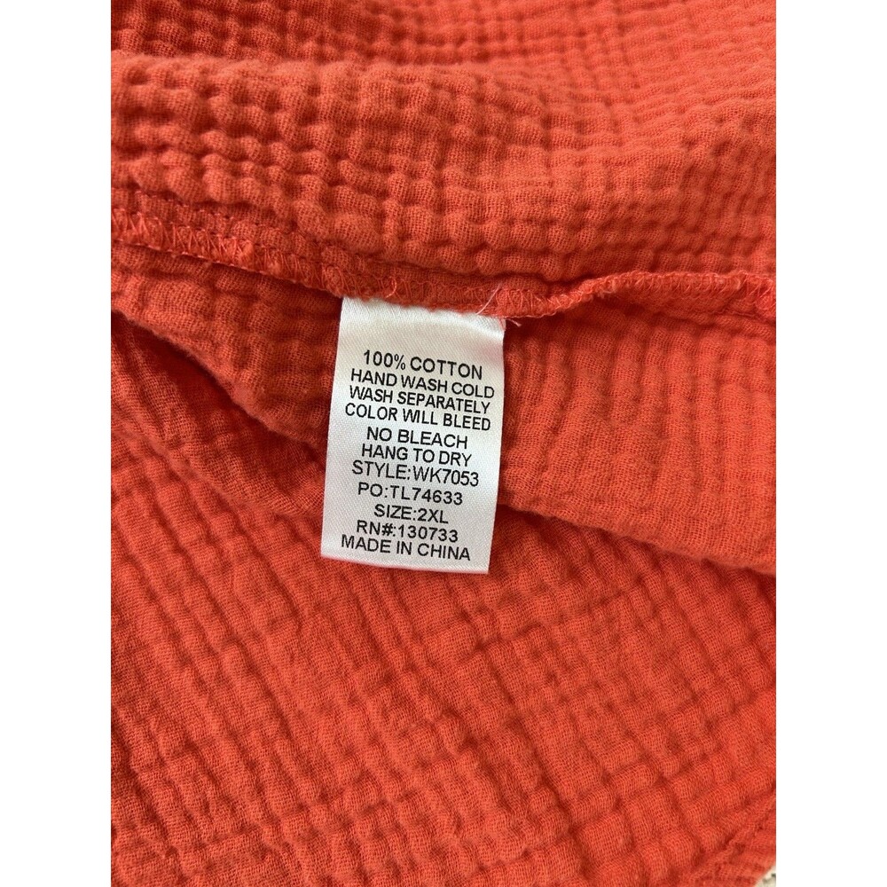Umgee Cotton Gauze Floral Embroidery Baby Doll Top Size 2XL Orange Comfy Spring - Picture 8 of 9